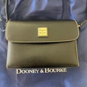 Dooney & Bourke Black Crossbody Bag with Gold Plaque